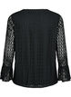 Kanten blouse met geruffelde mouwen, Black, Packshot image number 1