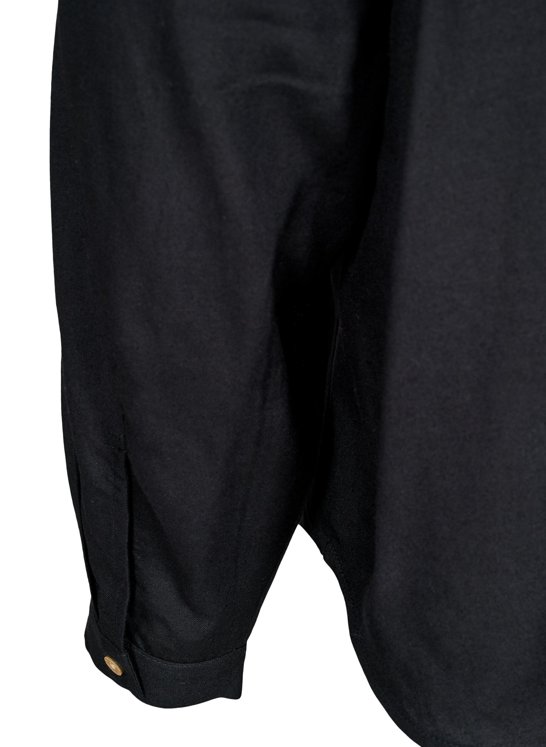 Zizzi Linnen en viscose shirt met lange mouwen, Zwart, Packshot image number 3