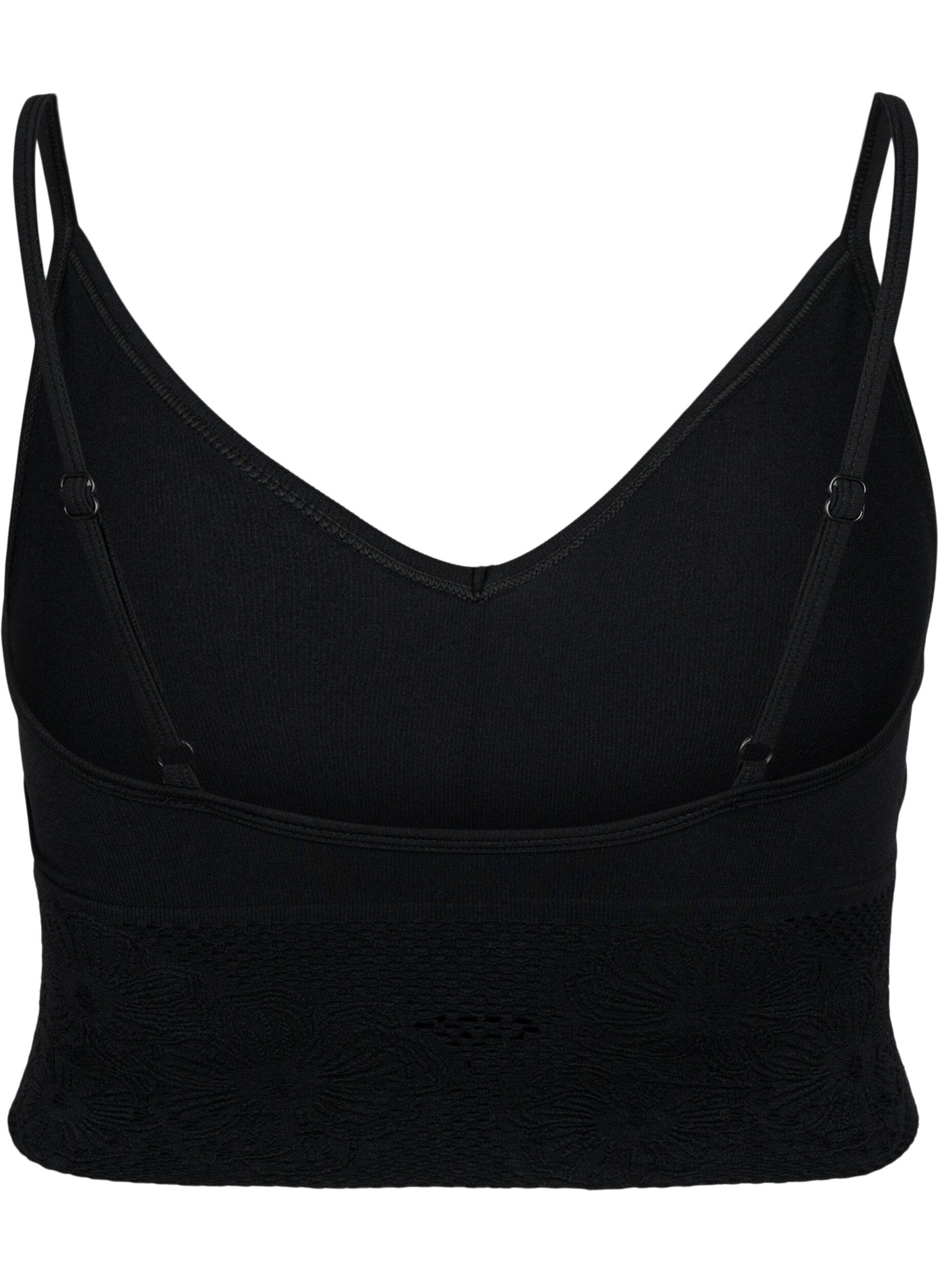 Zizzi Seamless bh top, Black, Packshot image number 1