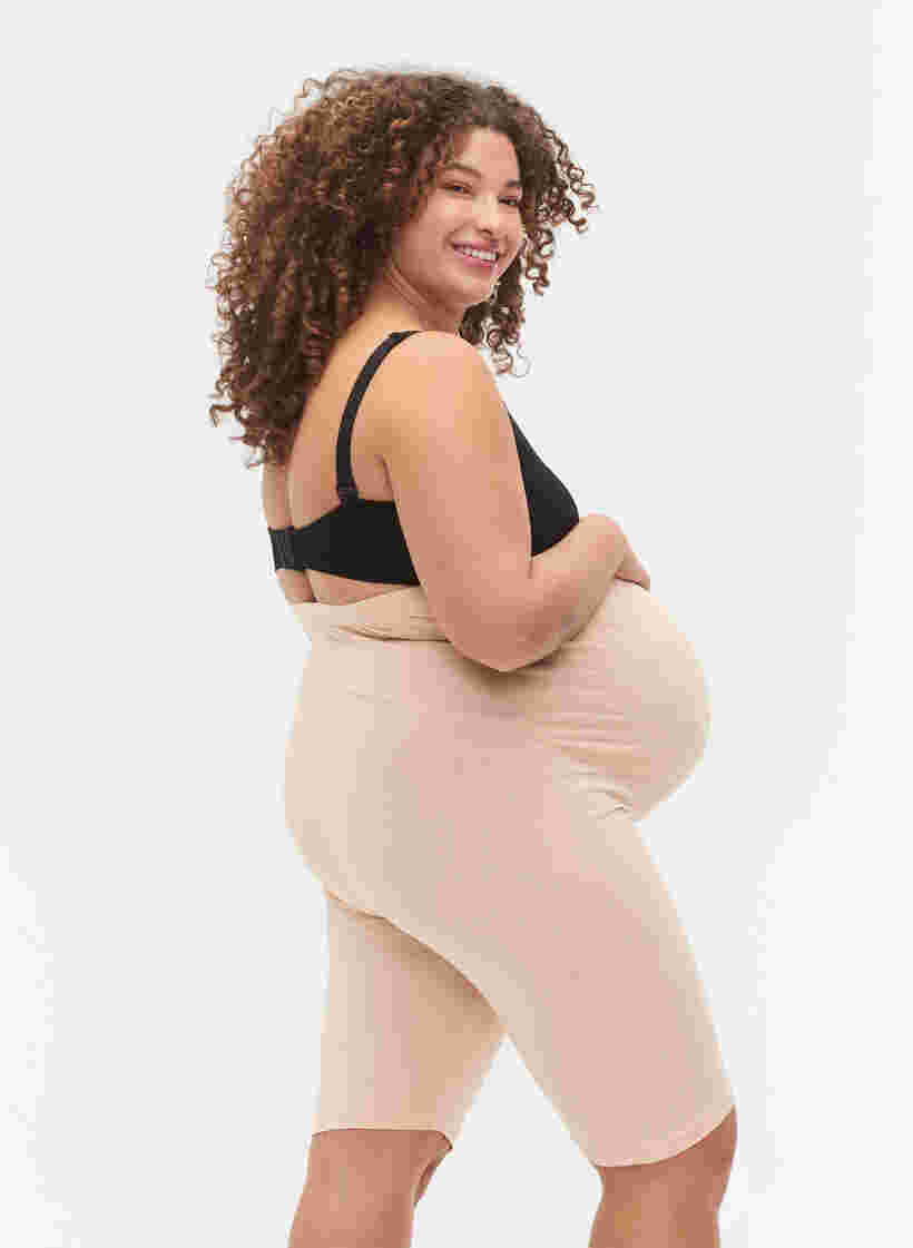 Strakke katoenen zwangerschapsshort, Frappé, Model image number 1