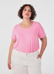 Basic t-shirt in effen kleur met katoen, Roze, Model image number 0