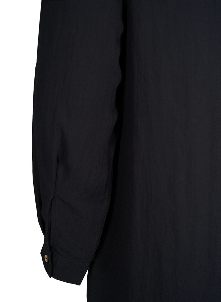 Lang effen overhemd van viscose, Black, Packshot image number 3