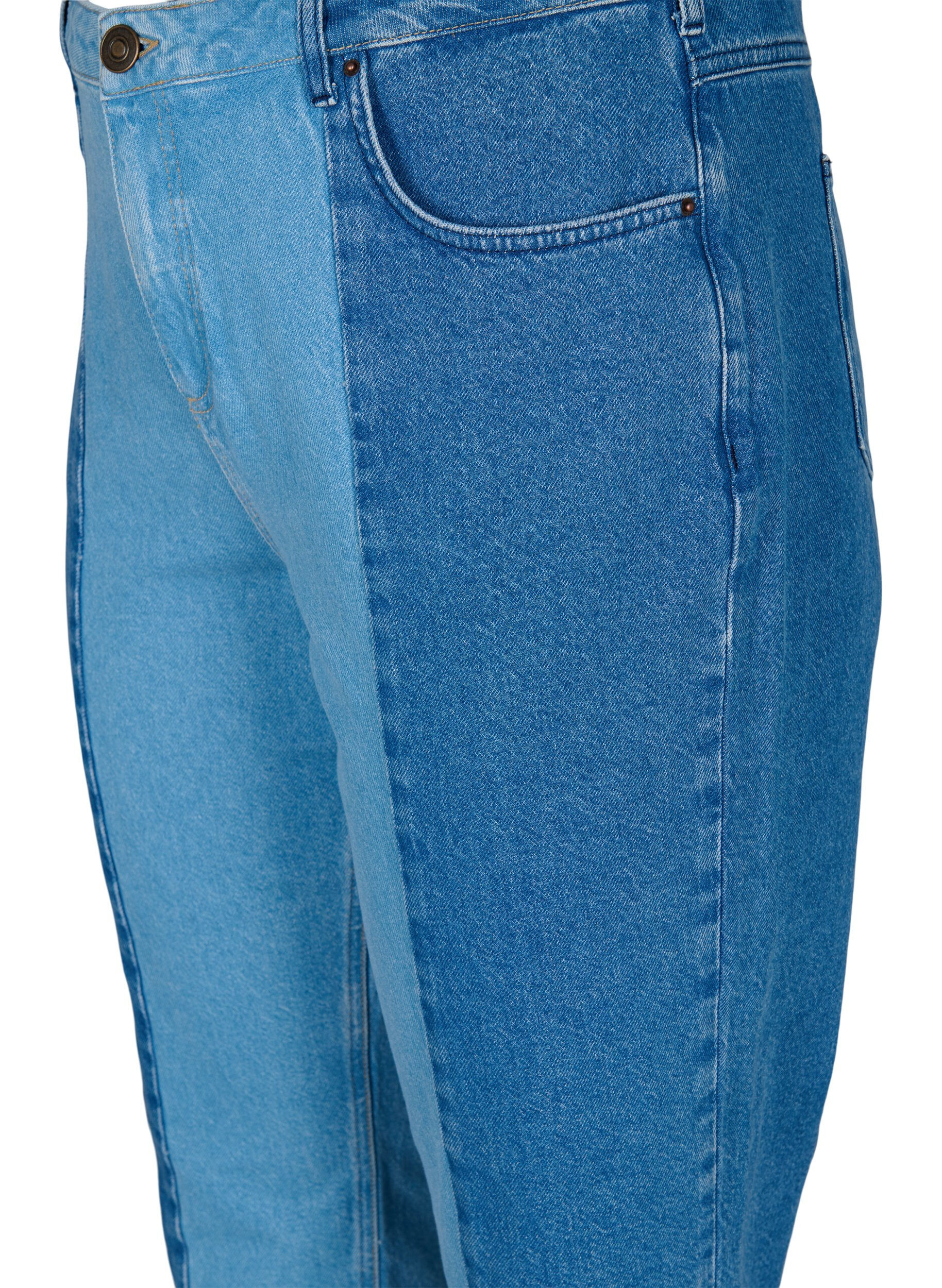 Zizzi Cropped Vera jeans met colorblock, Blue denim, Packshot image number 2