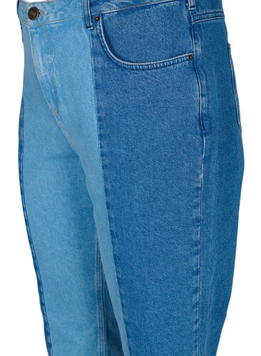 Cropped Vera jeans met colorblock, Blue denim, Packshot image number 2