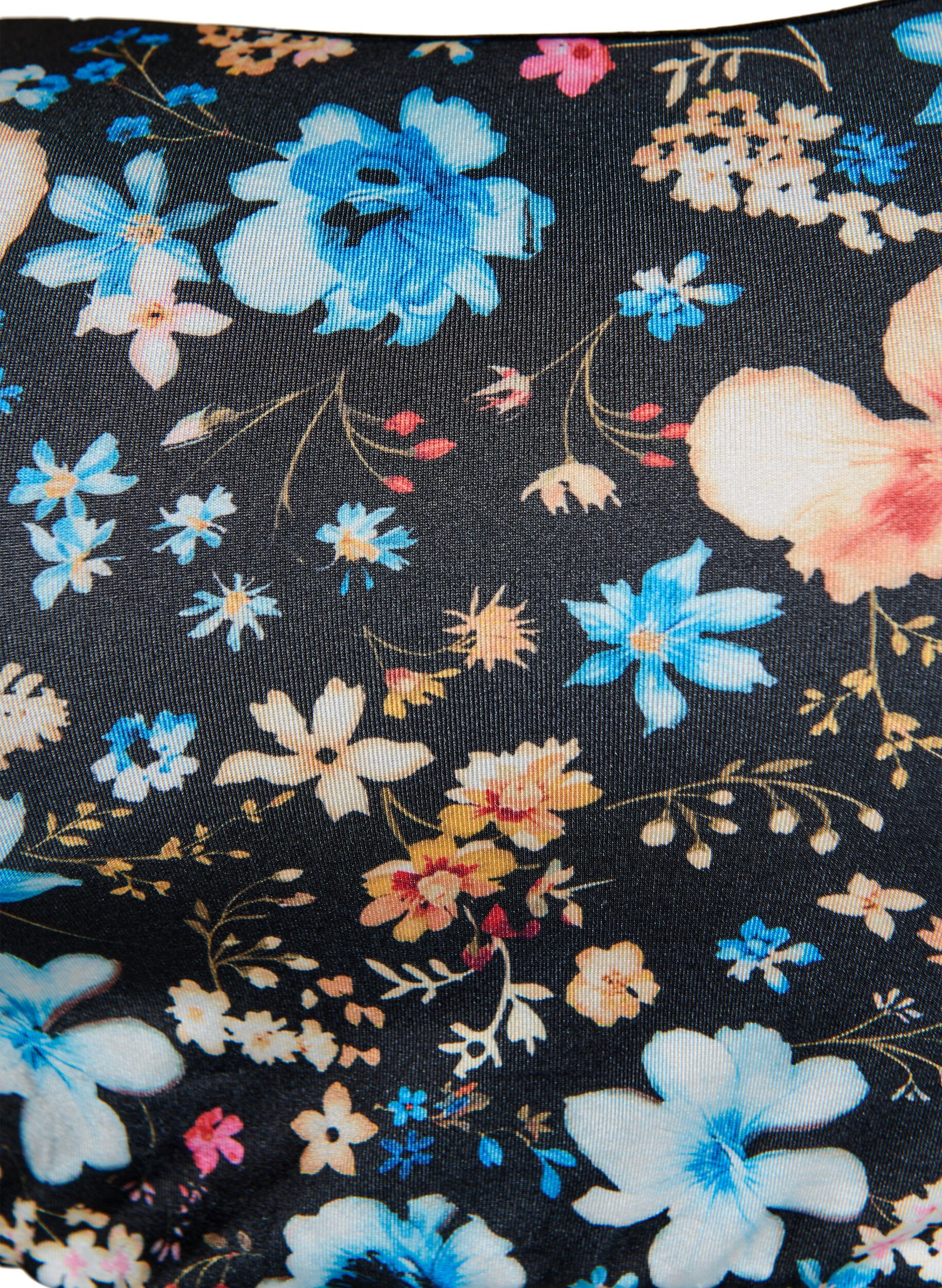 Zizzi Bloemen bandeau bikinitop, Blauw, Packshot image number 2