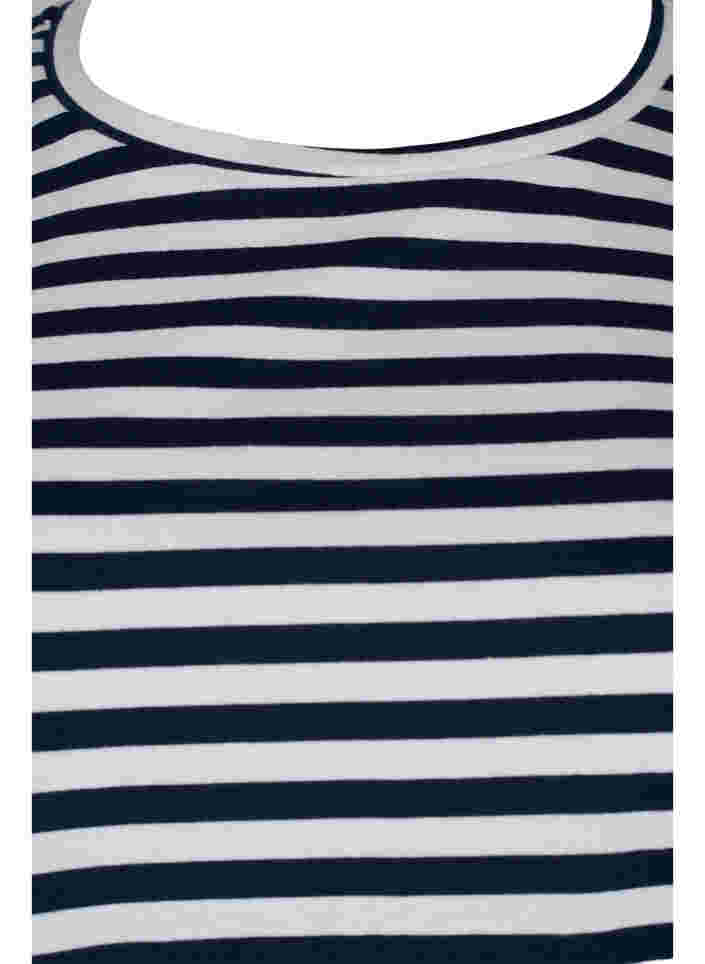 Set van 2 basic t-shirts in katoen, Navy/Navy Stripe, Packshot image number 2