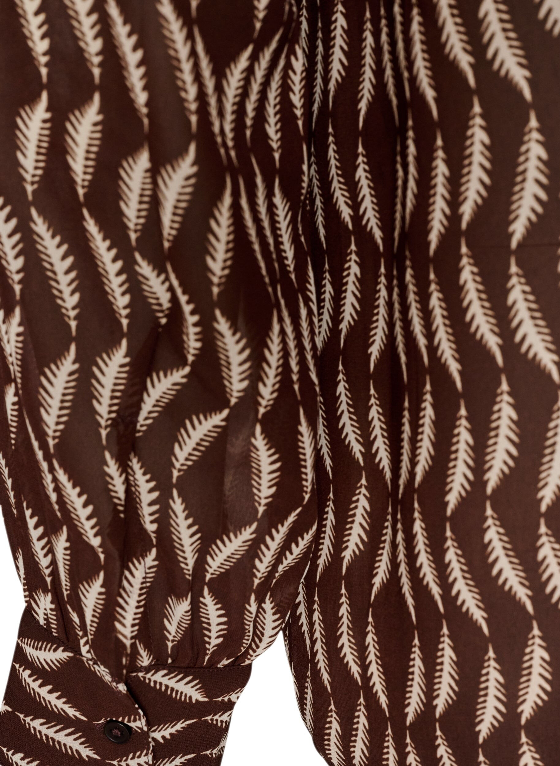 ZizziBlouse met all-overprint en korte knoopsluiting, Bruin, Packshot image number 3