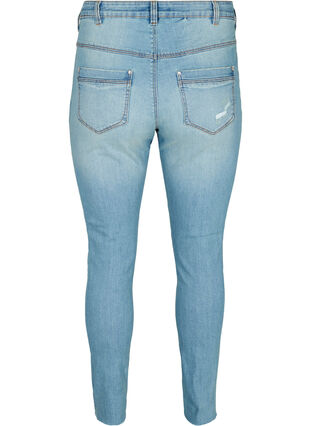 Extra slim fit Sanna jeans met slijtage-look, Light blue denim, Packshot image number 1