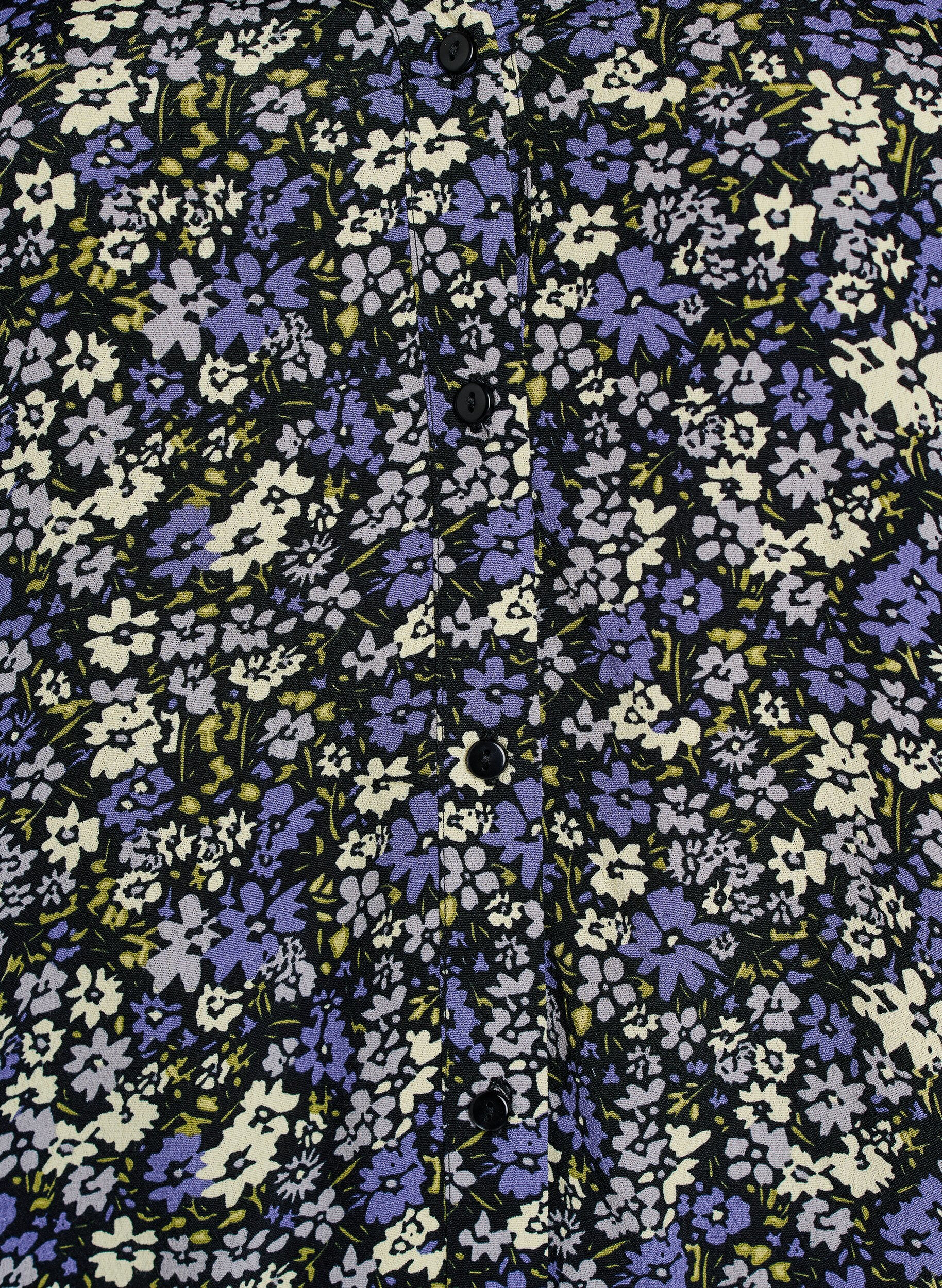 Zizzi Viscose blouse met print en knoopsluiting, Zwart, Packshot image number 2