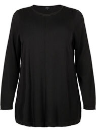 Gebreide blouse gemaakt van katoen en viscose., Black