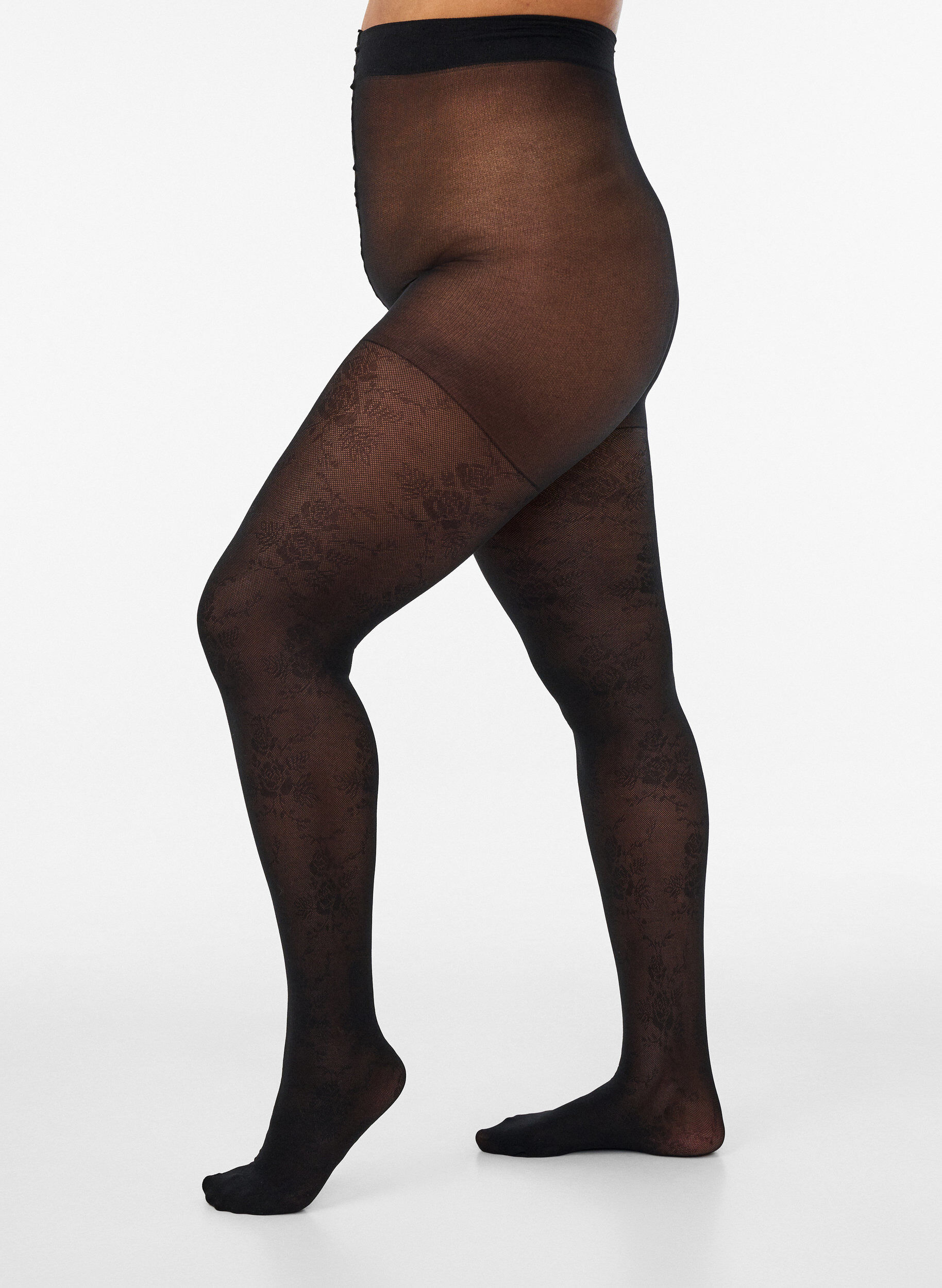 ZizziPanties met bloemenpatroon 30 denier, Zwart, Packshot image number 0