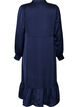 Satijnen jurk met lange mouwen en V-hals, Blauw, Packshot image number 1