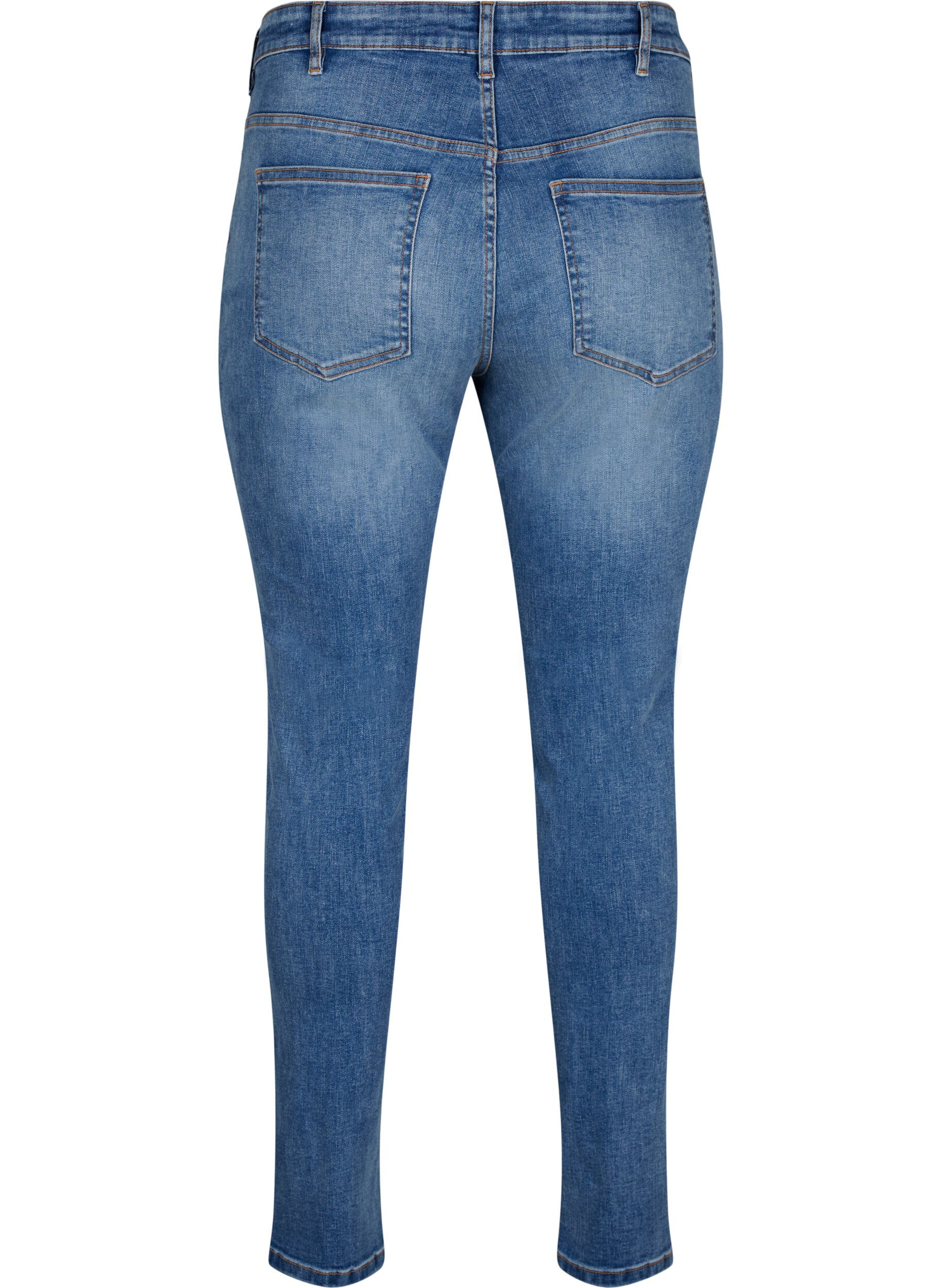 Zizzi Sanna jeans met superslanke pasvorm en knoopsluiting, Blue denim, Packshot image number 1