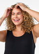 Mouwloze ribjurk van viscose, Zwart, Model image number 2