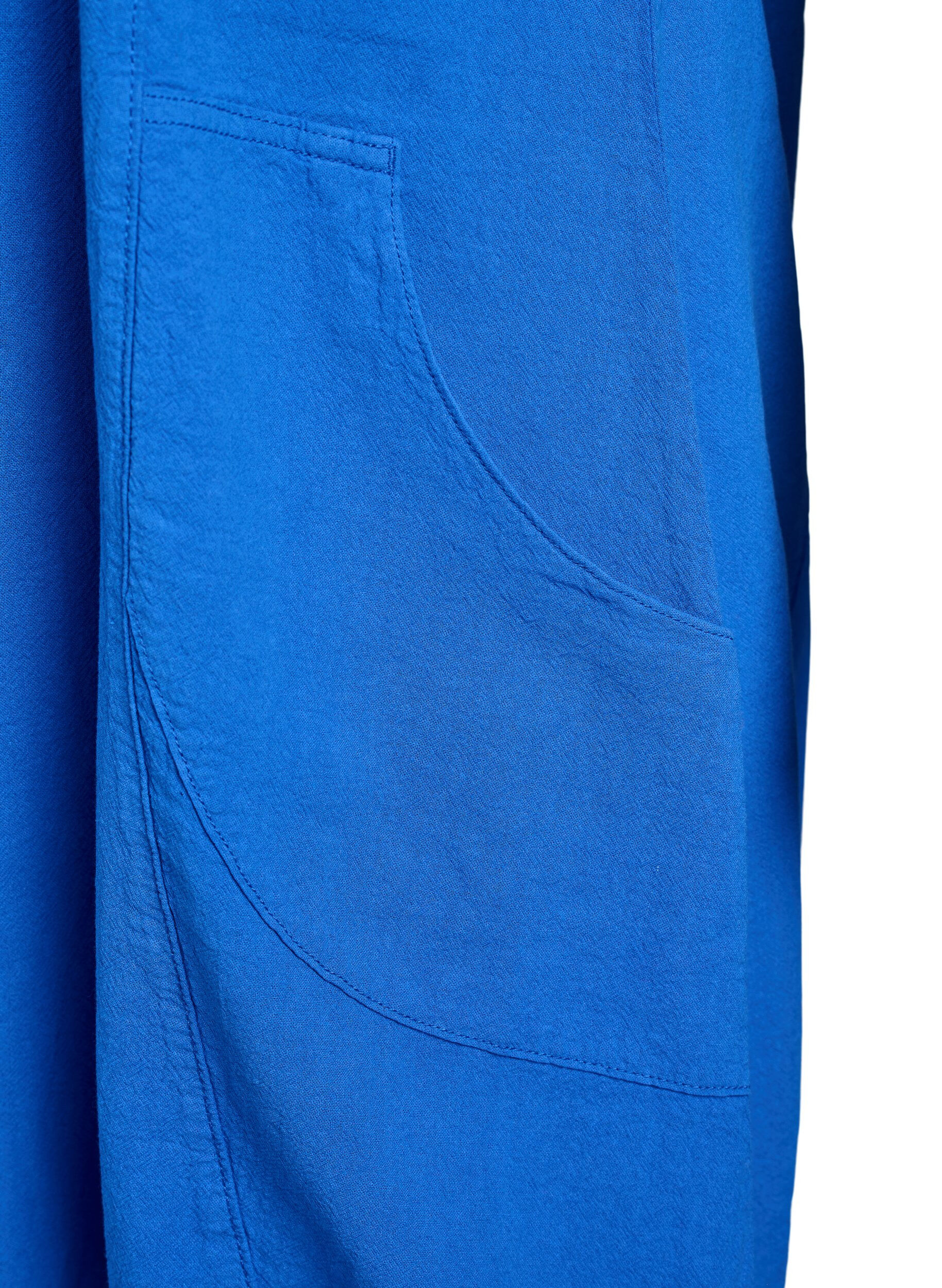 ZizziKatoenen jurk met korte mouwen, Blauw, Packshot image number 3