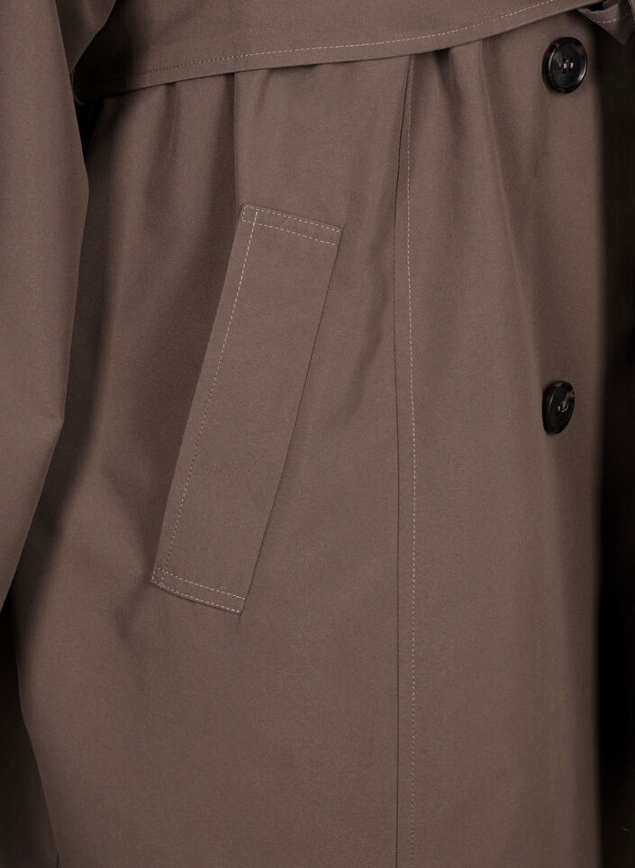Trenchcoat met riem en split, Chocolate Chip, Packshot image number 3