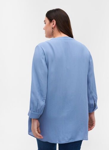 Viscose blouse met 3/4 mouwen, Forever Blue, Model image number 1