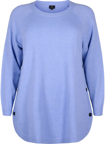 Gemêleerde gebreide blouse met knopen, Lavender Lustre, Packshot image number 0