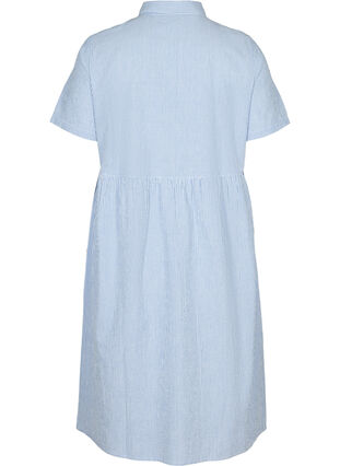 Gestreepte katoenen midi-jurk , Light blue denim, Packshot image number 1