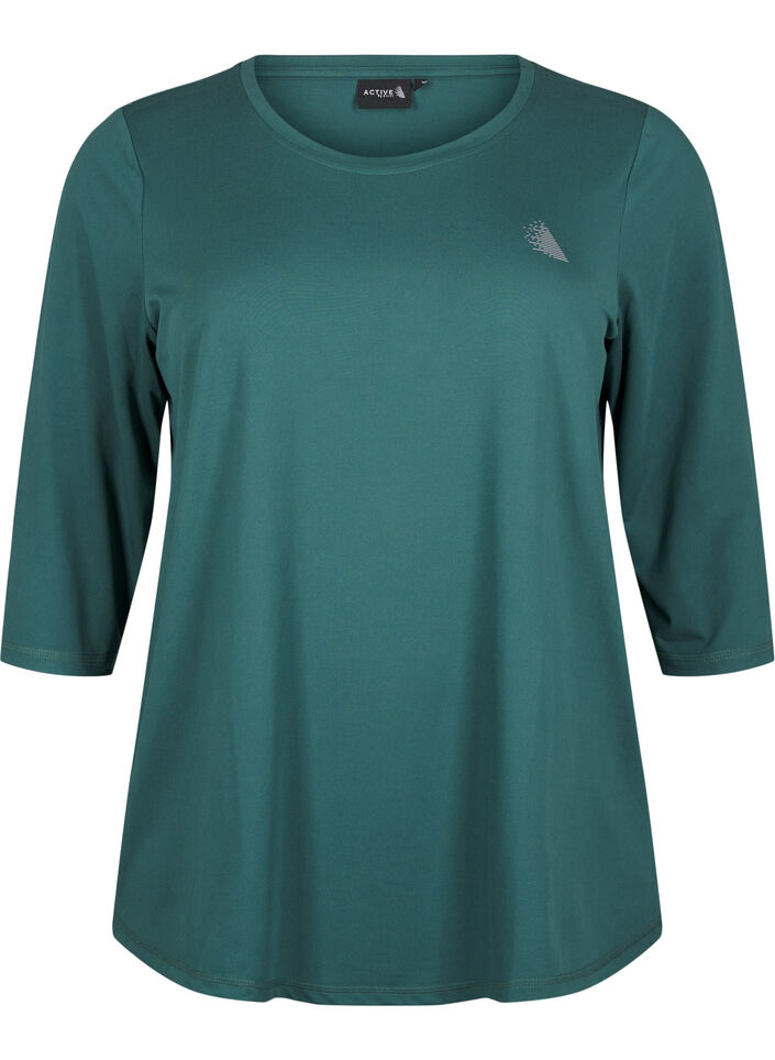 Work-out top met 3/4 mouwen, Groen, Packshot image number 0