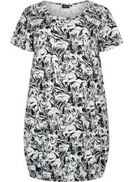 Katoenen jurk met korte mouwen en print, Swirl AOP