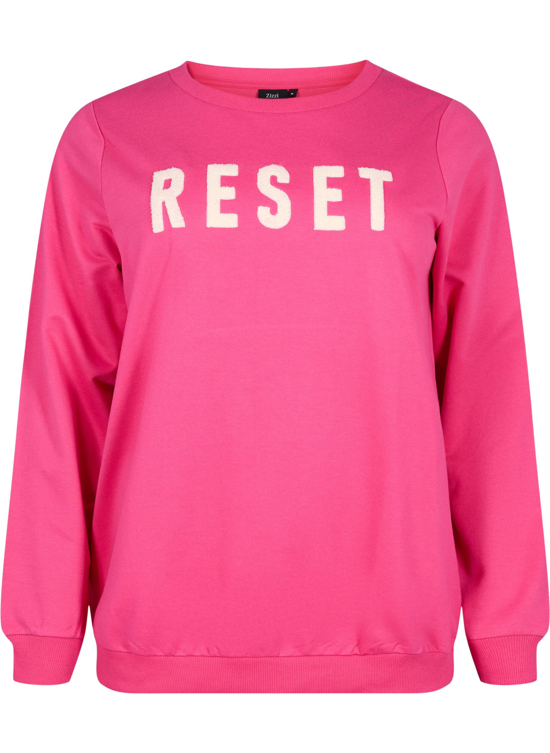 Zizzi Sweatshirt met tekst, Fuchsia P. W. Reset, Packshot image number 0