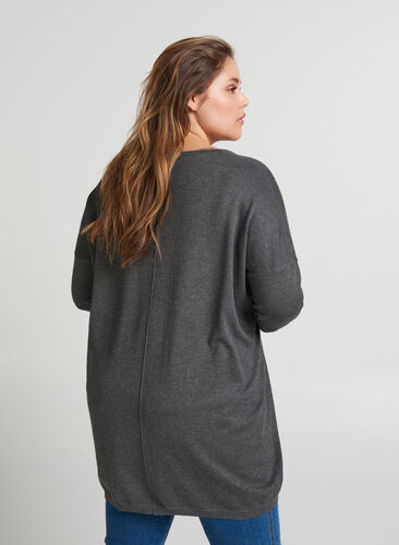 Gebreide blouse, Dark Grey Melange, Model image number 0