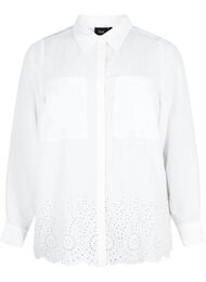 Viscose overhemd met broderie anglaise, Bright White