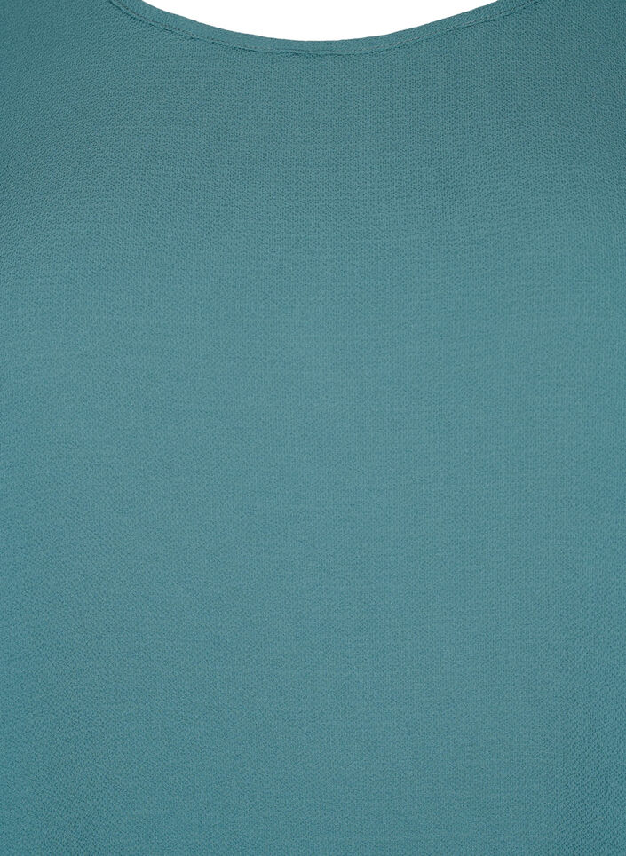 Blouse met korte mouwen en een ronde halslijn, Groen, Packshot image number 2