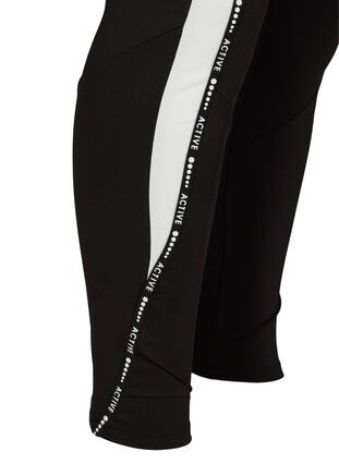 Cropped sportlegging met print in de zijkant, Black, Packshot image number 3