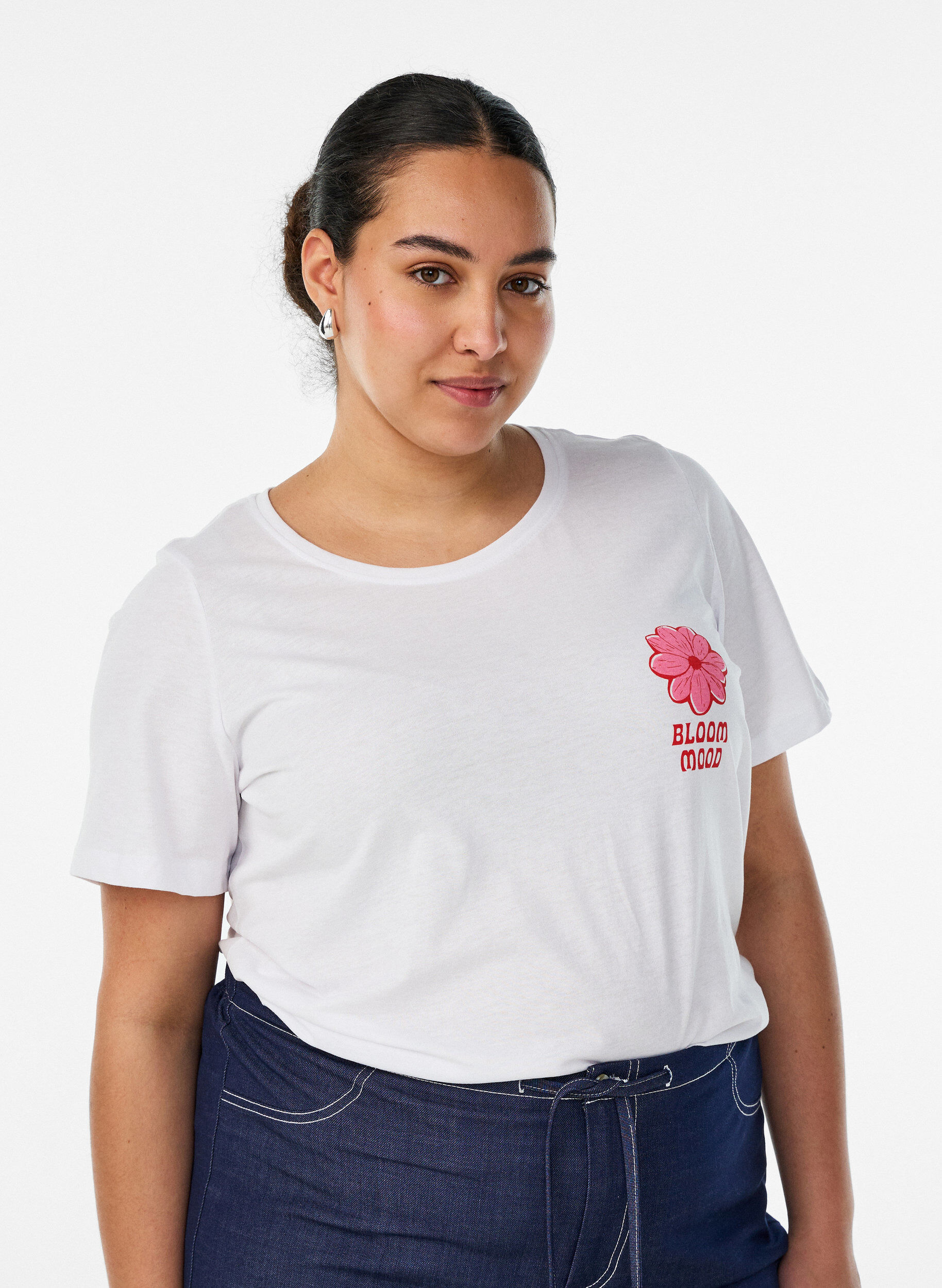 T-shirt met motief, Wit, Model