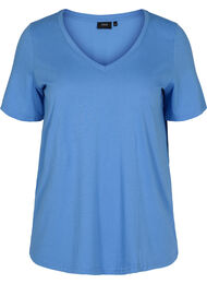 T-shirt in biologisch katoen met v-hals, Ultramarine