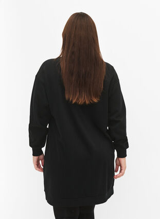 Sweater-jurk met geborduurde details, Black, Model image number 1