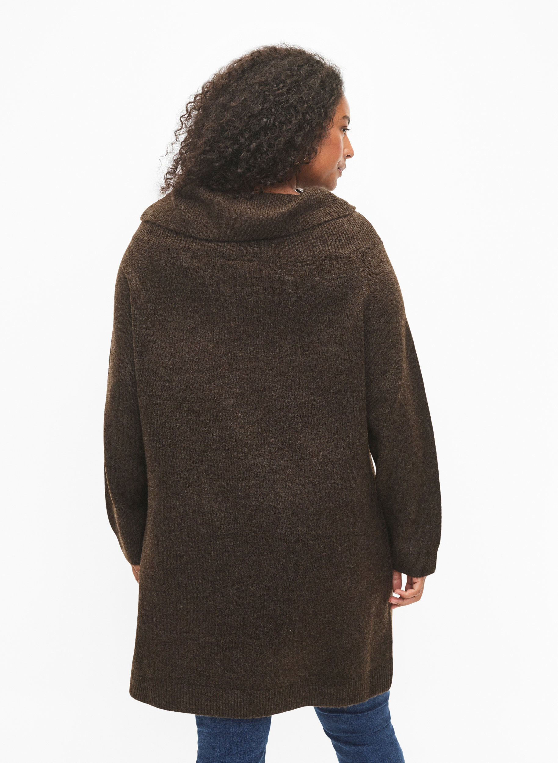 Zizzi Gem&ecirc;leerde gebreide jurk, Demitasse Mel., Model image number 1