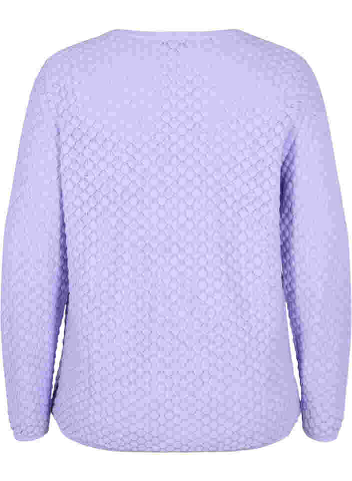 Gebreide top met patroon en v-halslijn, Lavender, Packshot image number 0