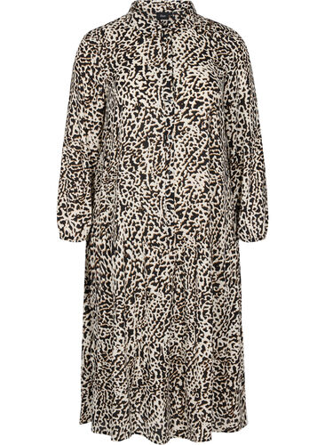 Midi-jurk met lange mouwen en print, Chain AOP, Packshot image number 0