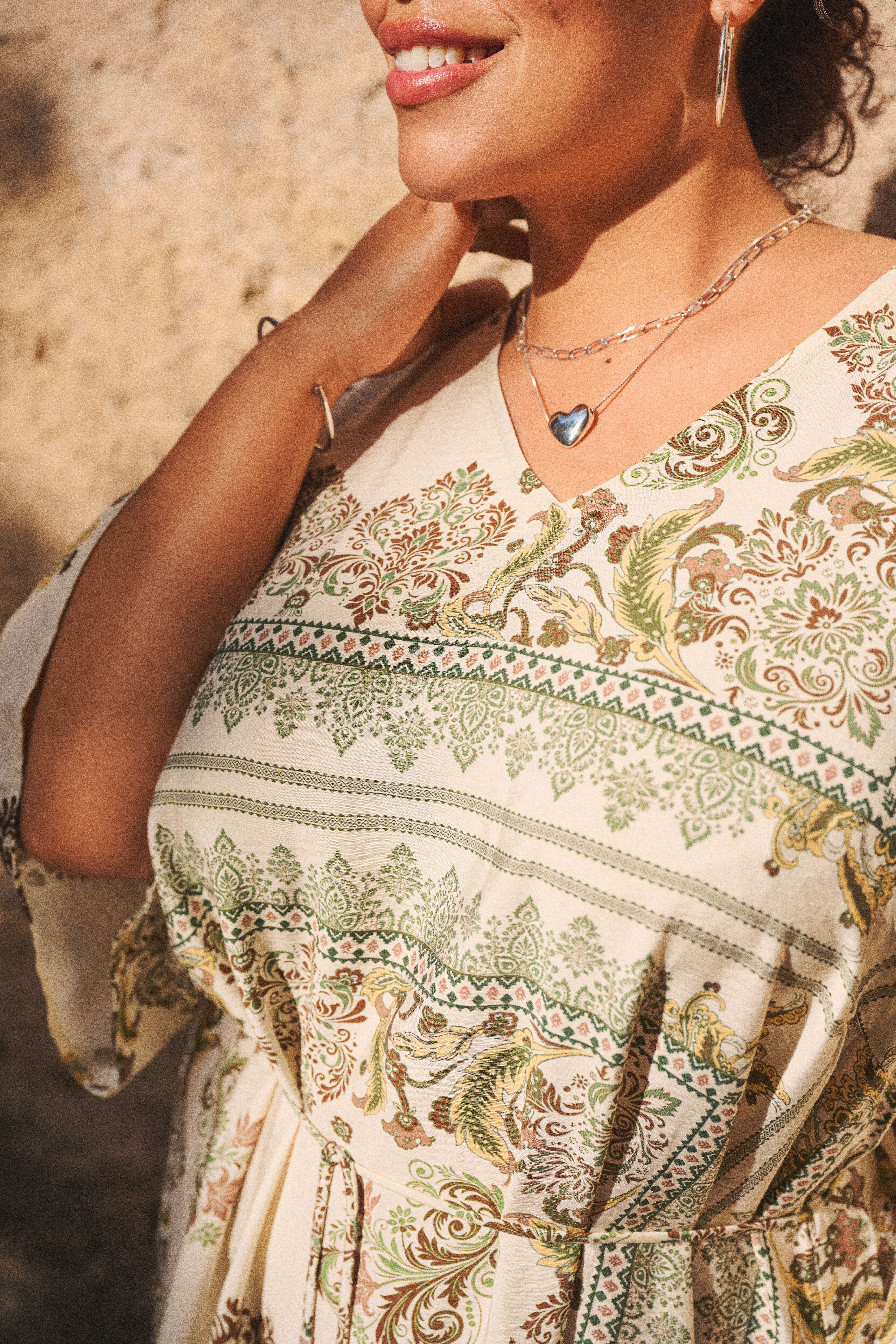 Zizzi Patroonjurk in groentinten, , Model