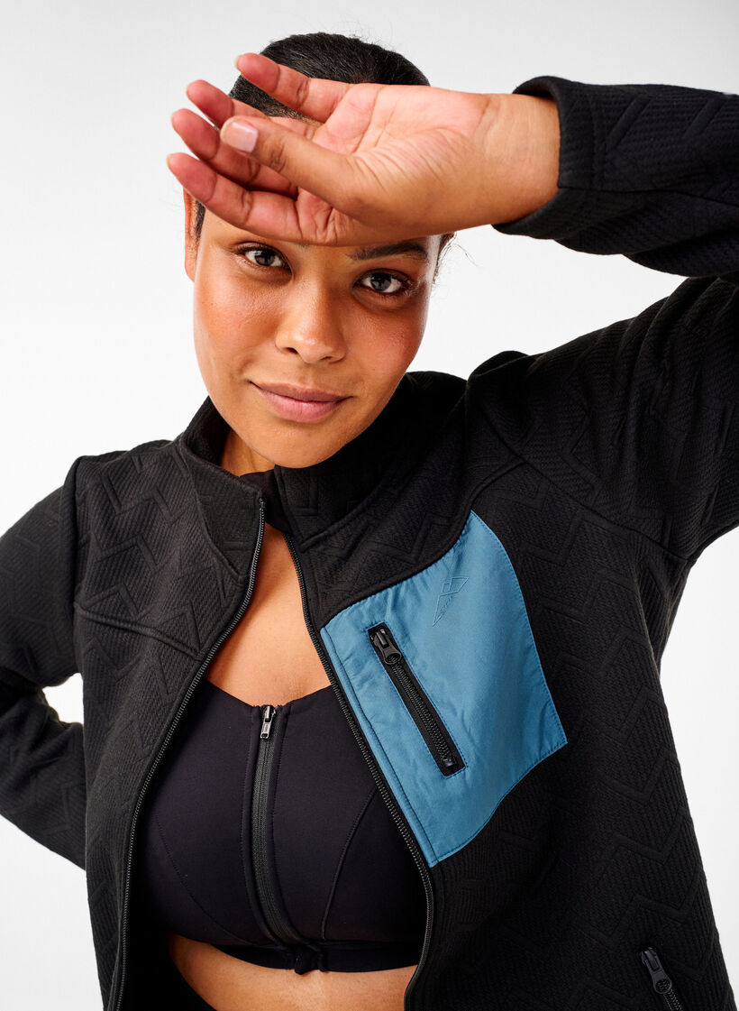 Sportieve fleece jack met zakken, Zwart, Image image number 0