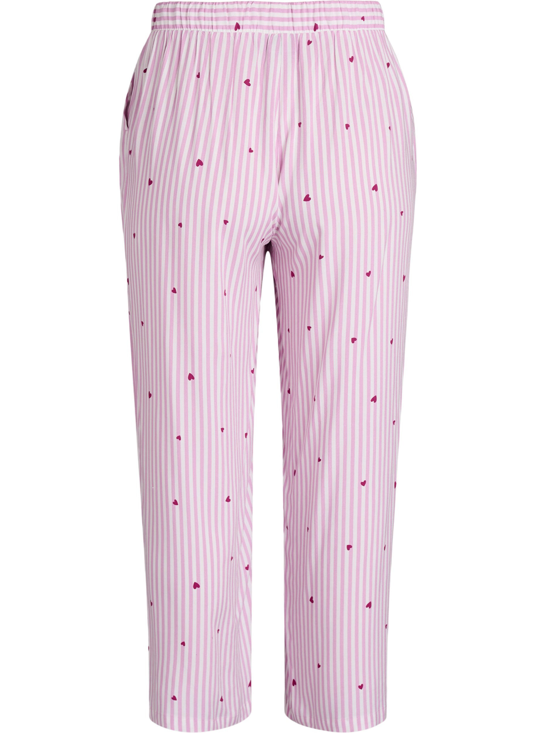 ZizziLosse nachtborek met strepen en hartjes, Roze, Packshot image number 1