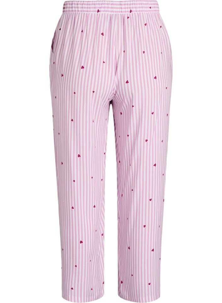 Losse nachtborek met strepen en hartjes, Roze, Packshot image number 1