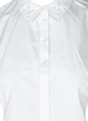 losse effen blouse kraag met parels, Bright White, Packshot image number 2