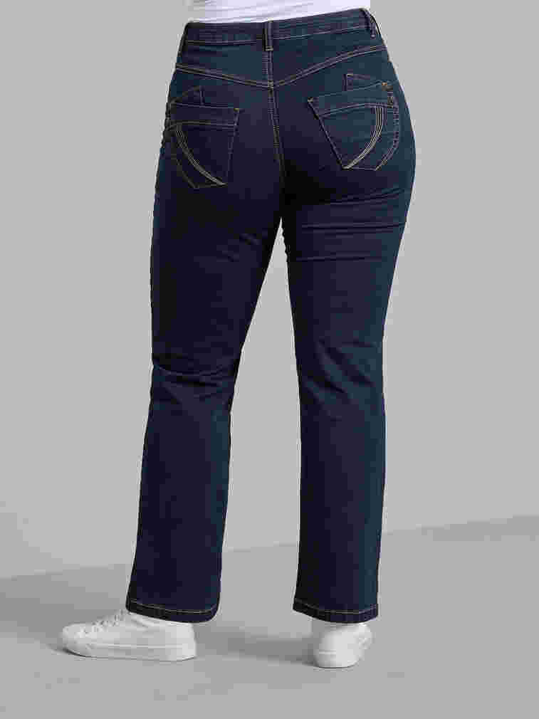 Regular fit Gemma jeans met hoge taille, Blue denim, Model image number 1