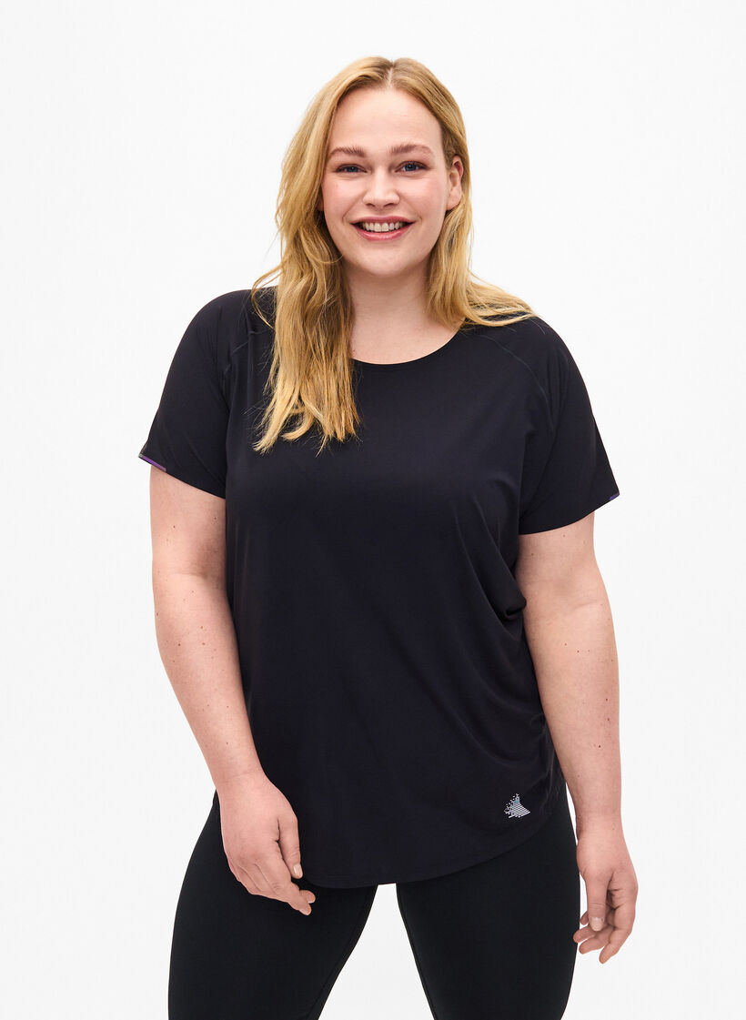 Trainings-T-shirt met mesh en reflecterende details, Black, Model image number 0