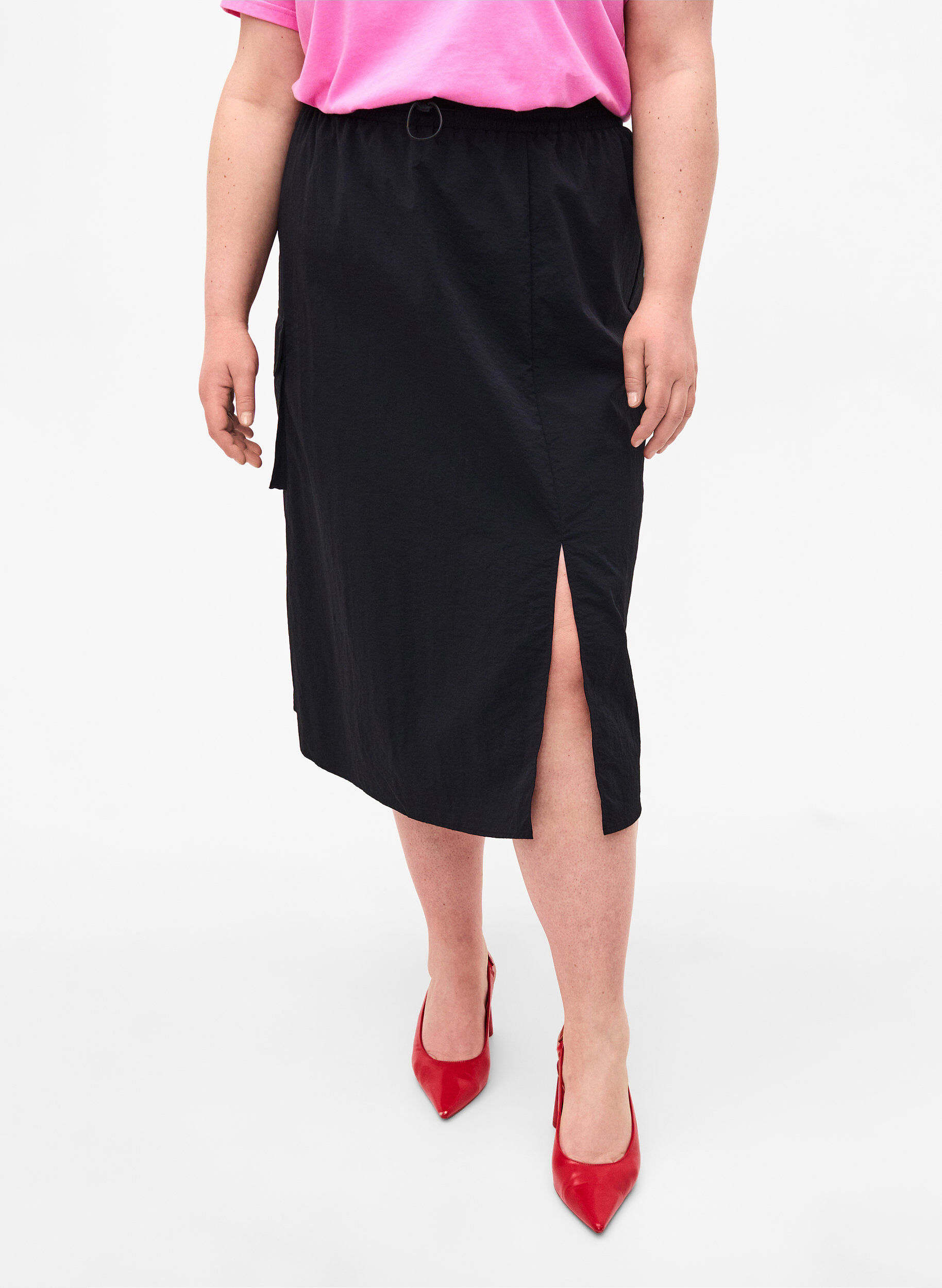 Zizzi Midirok met split en cargozak, Black, Model image number 2