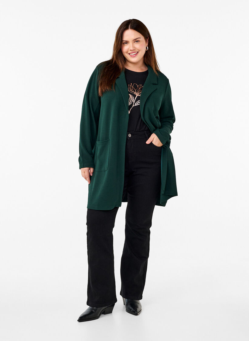 Lange jas met zakken, Groen, Model image number 1