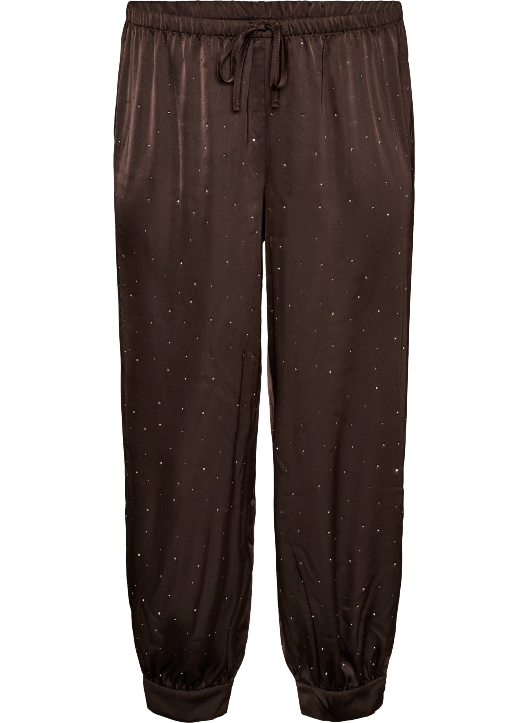 ZizziSatijnen ballonbroek met strassteentjes, Bruin, Packshot image number 0