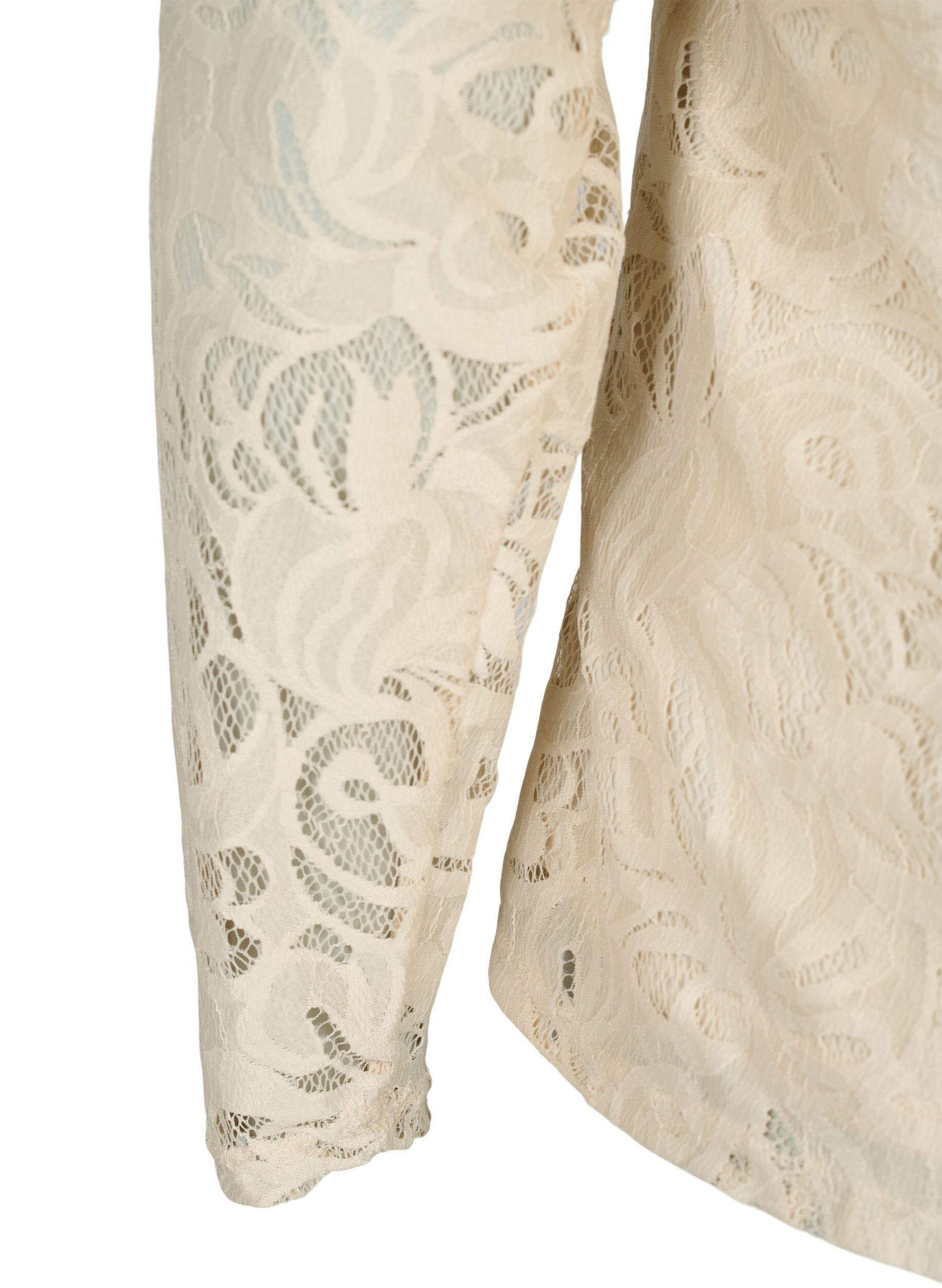 Zizzi Kanten blouse met lange mouwen, Champagne, Packshot image number 3