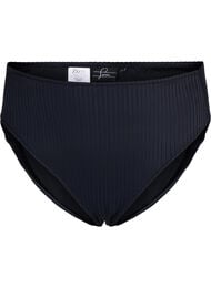 Bikinibroekje met hoge taille en geribde textuur, Black