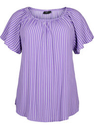 Effen blouse van viscose met korte mouwen, Deep L./White Stripe
