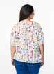 Bloemenblouse met smok, Blauw, Model image number 2